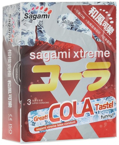 Ароматизированные презервативы Sagami Xtreme Cola - 3 шт. (прозрачный) 