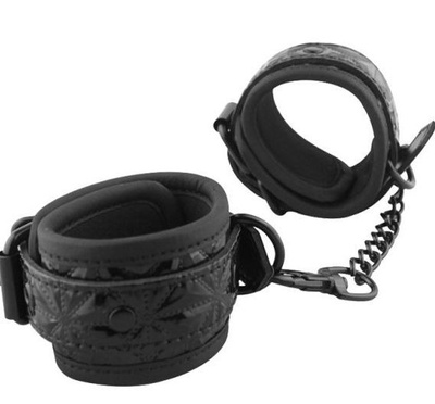 Чёрные кожаные оковы на ноги Ankles Cuffs Erokay (черный) 