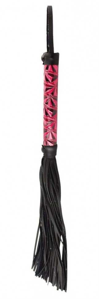 Аккуратная плетка с красной рукоятью Passionate Flogger - 39 см. Erokay  (красный с черным)  
