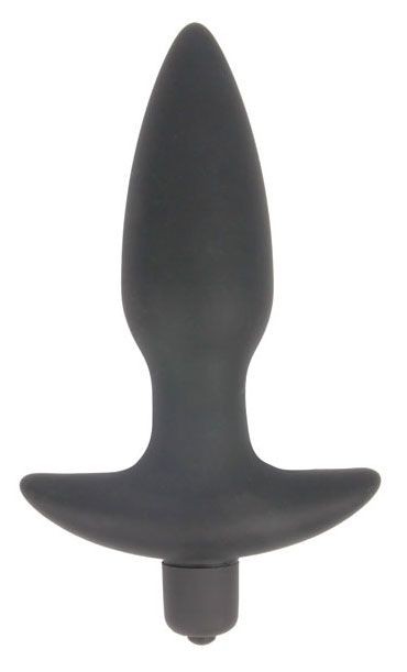 Черная коническая анальная вибровтулка Erokay - 11 см. (черный) 