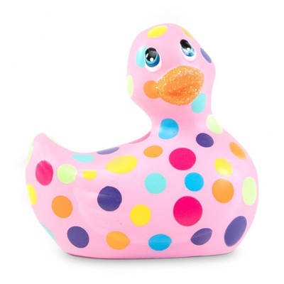 Розовый вибратор-уточка I Rub My Duckie 2.0 Happiness в разноцветный горох Big Teaze Toys 