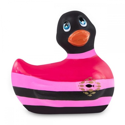 Вибратор-уточка I Rub My Duckie 2.0 Colors с черно-розовыми полосками Big Teaze Toys (черный с розовым) 
