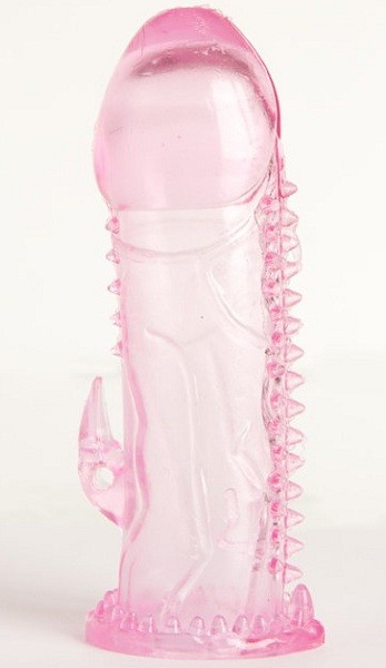 Розовая гелевая насадка с шипами и коготком Toyfa Basic (розовый) 
