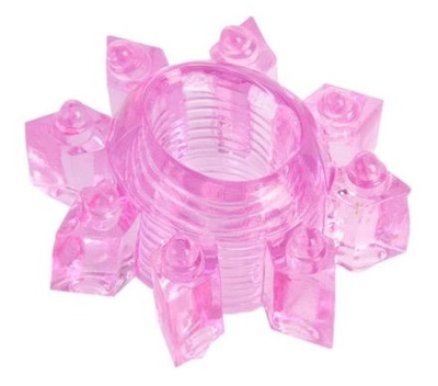 Розовое гелевое эрекционное кольцо-звезда Toyfa Basic (розовый) 