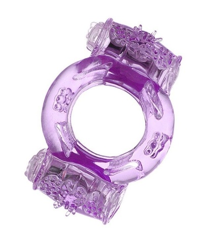 Фиолетовое виброкольцо с двумя вибропульками Toyfa Basic (фиолетовый) 