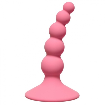 Розовая анальная пробка Ribbed Plug Pink - 10,5 см. Lola Games (розовый) 