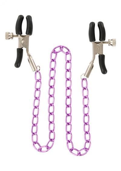 Зажимы для сосков Nipple Chain Metal на фиолетовой цепочке Toy Joy (фиолетовый) 