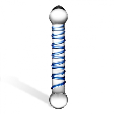 Прозрачный фаллос с голубой спиралью Spiral Dildo - 17 см. Glas 