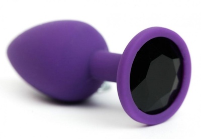 Фиолетовая анальная пробка с черным стразом - 7,6 см. 4sexdream (черный) 