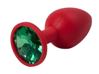 Красная силиконовая пробка с зеленым кристаллом - 7,1 см. 4sexdream (зеленый) 