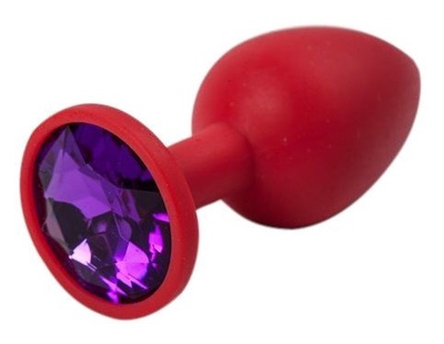 Красная силиконовая пробка с фиолетовым кристаллом - 7,1 см. 4sexdream (фиолетовый) 
