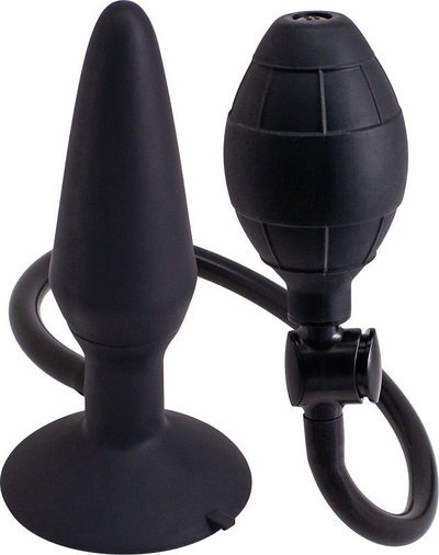 Анальная пробка с функцией расширения Inflatable Butt Plug Medium - 14,2 см. Seven Creations (черный) 
