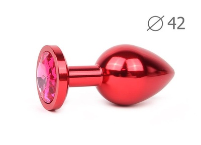 Коническая красная анальная втулка с малиновым кристаллом - 9,3 см. Anal Jewelry Plug (малиновый) 