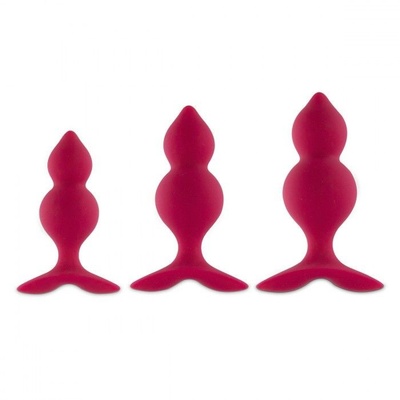 Набор из трех розовых анальный пробок Bibi Twin Butt Plug Set FeelzToys (розовый) 