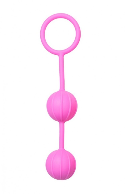 Розовые вагинальные шарики с ребрышками Roze Love Balls Easy toys (розовый) 