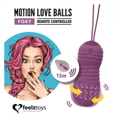 Фиолетовые вагинальные шарики с вращением бусин Remote Controlled Motion Love Balls Foxy FeelzToys (фиолетовый) 