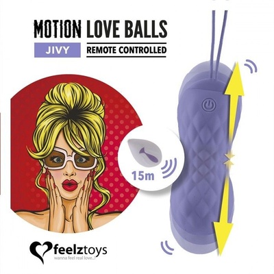 Фиолетовые вагинальные шарики Remote Controlled Motion Love Balls Jivy FeelzToys (фиолетовый) 