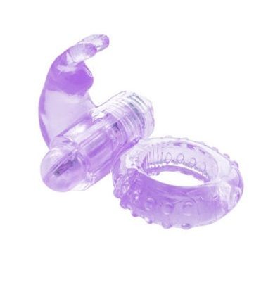 Фиолетовое вибрирующее кольцо с зайчиком Erokay (фиолетовый) 