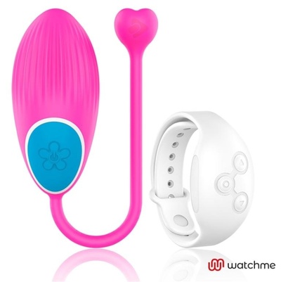 Розовое виброяйцо с белым пультом-часами Wearwatch Egg Wireless Watchme DreamLove (розовый) 