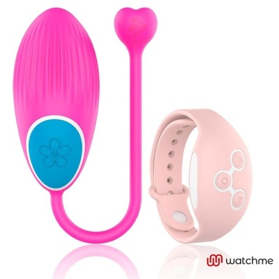 Розовое виброяйцо с нежно-розовым пультом-часами Wearwatch Egg Wireless Watchme DreamLove (розовый) 
