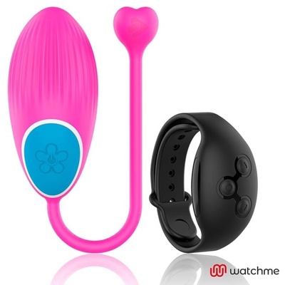 Розовое виброяйцо с черным пультом-часами Wearwatch Egg Wireless Watchme DreamLove (розовый) 