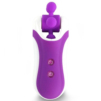 Фиолетовый оросимулятор Clitella со сменными насадками для вращения FeelzToys 