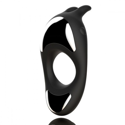 Черное эрекционное кольцо с двумя моторами Zeus Dual Vibe Cock Ring FeelzToys (черный) 