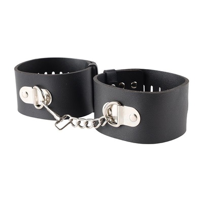 Черные гладкие наручники с металлическими вставками Erozon (черный) 