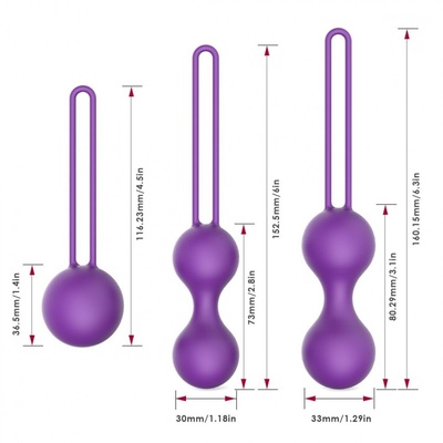 Набор из трех фиолетовых вагинальных шариков Erokay (фиолетовый) 