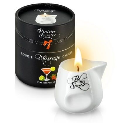 Массажная свеча с ароматом коктейля Космополитан Bougie de Massage Cosmopolitan - 80 мл. Plaisir Secret (белый) 