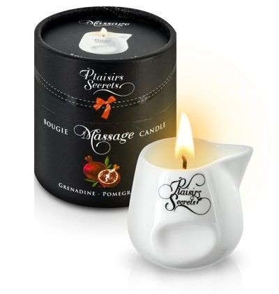 Массажная свеча с ароматом граната Bougie de Massage Gourmande Grenadine - 80 мл. Plaisir Secret (белый) 