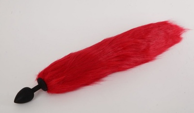 Силиконовая анальная пробка с длинным красным хвостом "Красная лиса" 4sexdream (красный) 