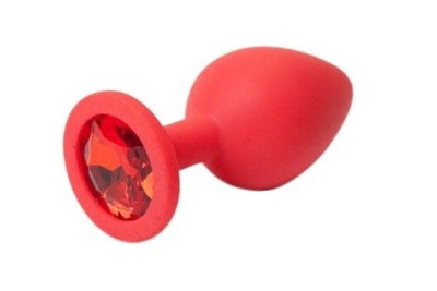 Красная силиконовая пробка с алым стразом - 7,1 см. 4sexdream (красный) 