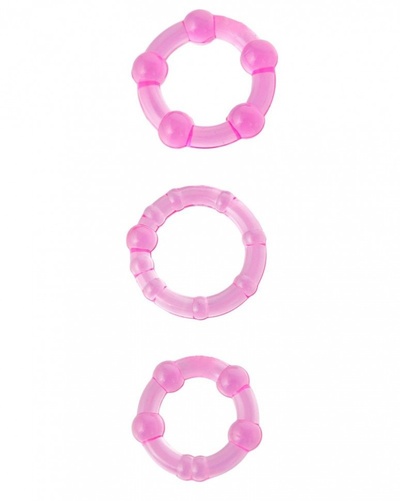 Набор из 3 стимулирующих эрекционных колец розового цвета Toyfa Basic (розовый) 