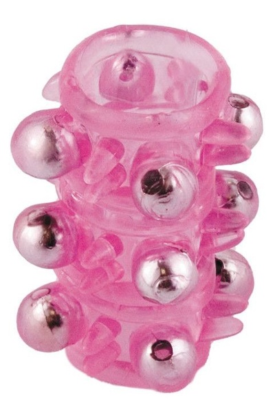 Розовая насадка c шариками Pleasure Sleeve Toyfa Basic (розовый) 
