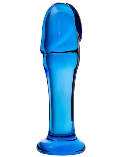 Синяя стеклянная анальная втулка - 13 см. Sexus (синий) 