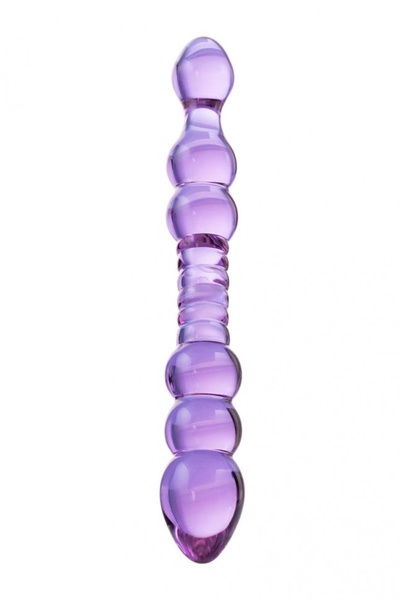 Двусторонний стеклянный фаллос-ёлочка - 22,5 см. Sexus (фиолетовый) 