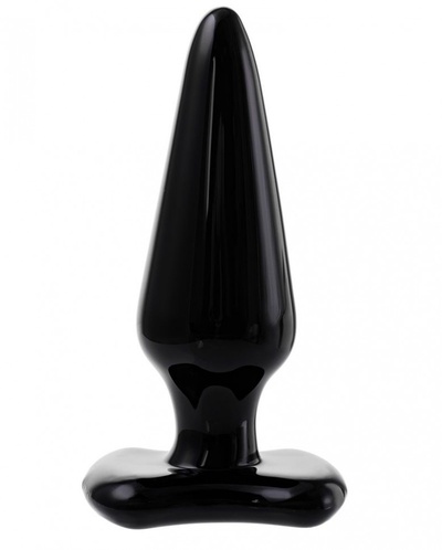Черная стеклянная анальная втулка - 11 см. Sexus (черный) 