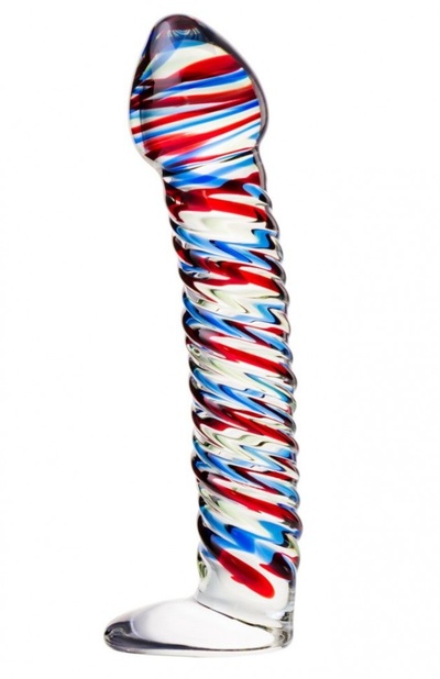 Стеклянный фаллос с разноцветными спиралями - 16,5 см. Sexus (разноцветный) 