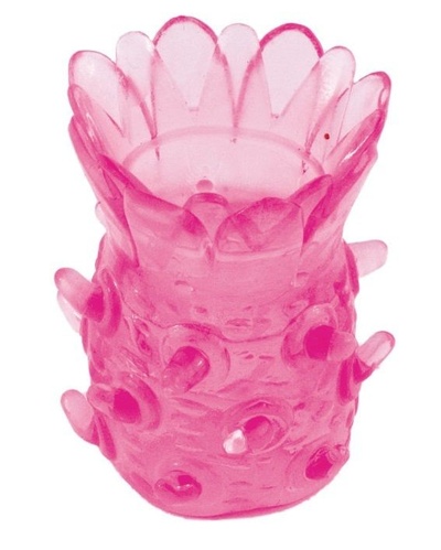 Розовая рельефная насадка на пенис Toyfa Basic (розовый) 