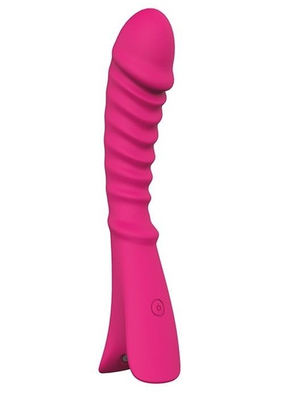 Розовый перезаряжаемый вибратор с ребрышками NAUGHTY BARONESS - 12,5 см. Dream Toys 