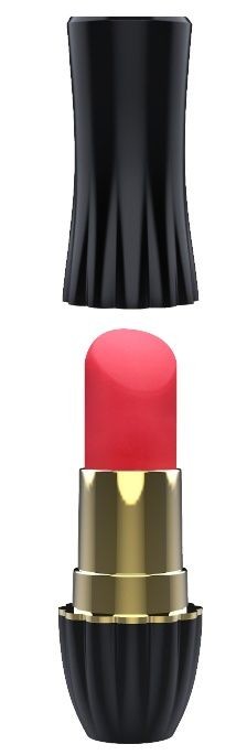 Клиторальный стимулятор-помада LIPSTICK - 9,3 см. Dream Toys (черный с красным) 