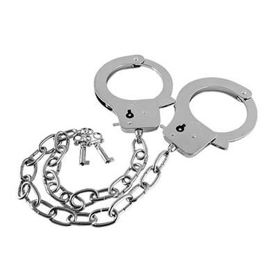 Наручники на длинной цепочке с ключами Metal Handcuffs Long Chain Blush Novelties (серебристый) 