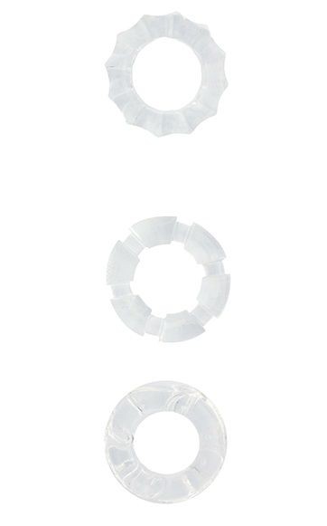 Набор из 3 прозрачных эрекционных колец MENZSTUFF STRETCHY COCK RINGS Dream Toys (прозрачный) 