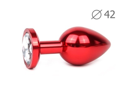 Коническая красная анальная втулка с прозрачным кристаллом - 9,3 см. Anal Jewelry Plug (прозрачный) 