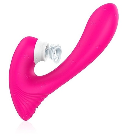 Ярко-розовый клиторальный стимулятор DAWN с вагинальным отростком S-HANDE 