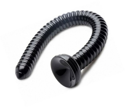 Черный анальный стимулятор-гигант Hosed Ribbed Anal Snake Dildo - 50,8 см. XR Brands 
