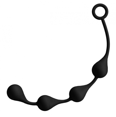 Чёрная анальная цепочка из 4 каплевидных шариков - 34 см. Джага Джага (черный) 