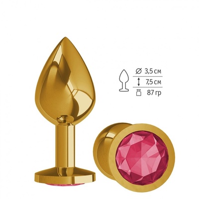 Золотистая средняя пробка с малиновым кристаллом - 8,5 см. Джага Джага (малиновый) 