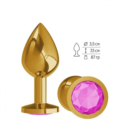 Золотистая средняя пробка с розовым кристаллом - 8,5 см. Джага Джага (розовый) 